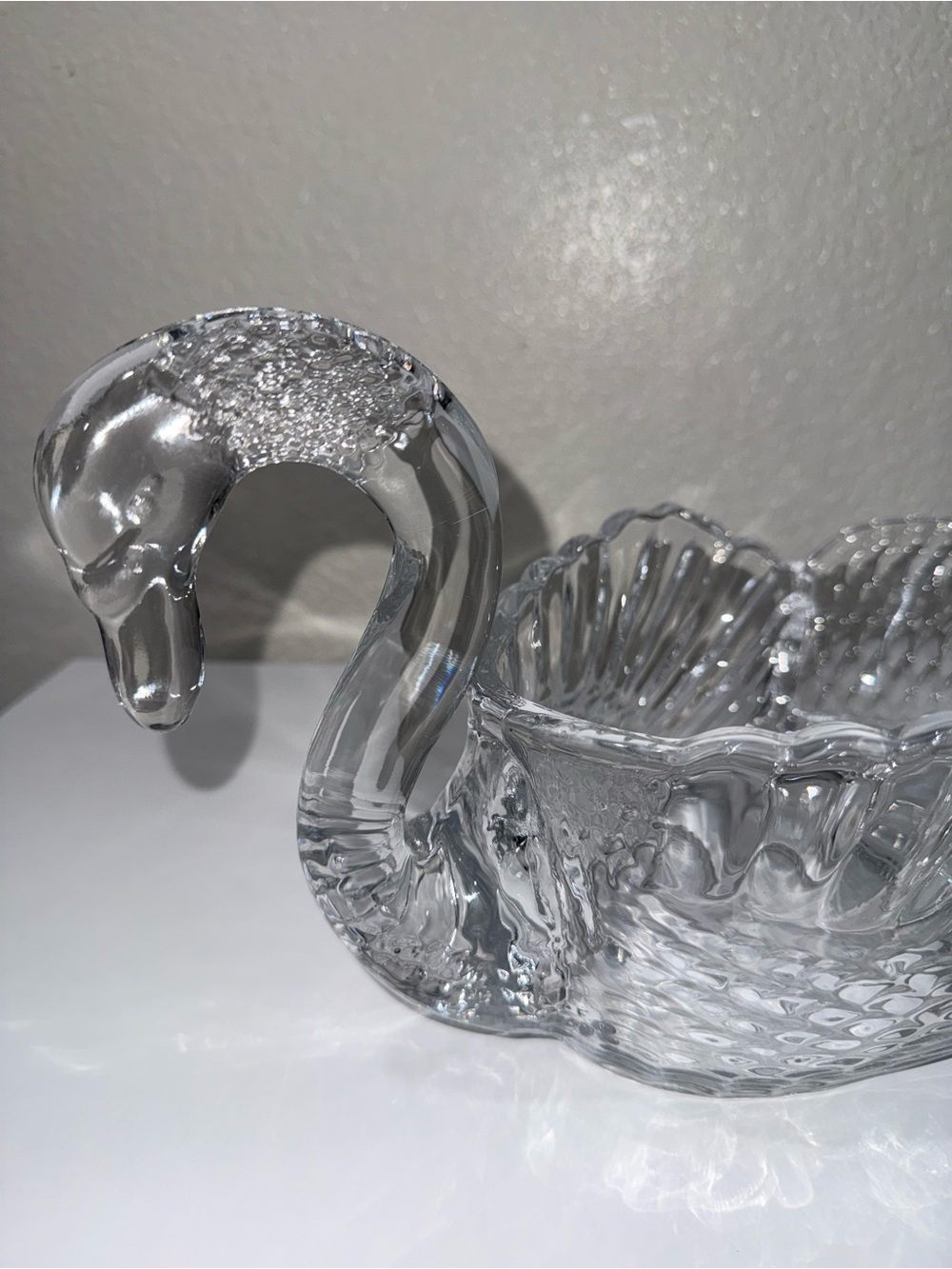 Godinger Clear Glass Swan Centerpiece